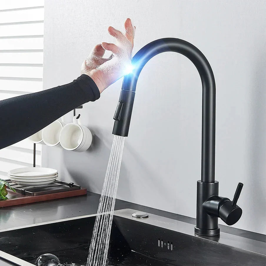 Automatic Sensor-Activated Kitchen Faucet for Easy Use – Black