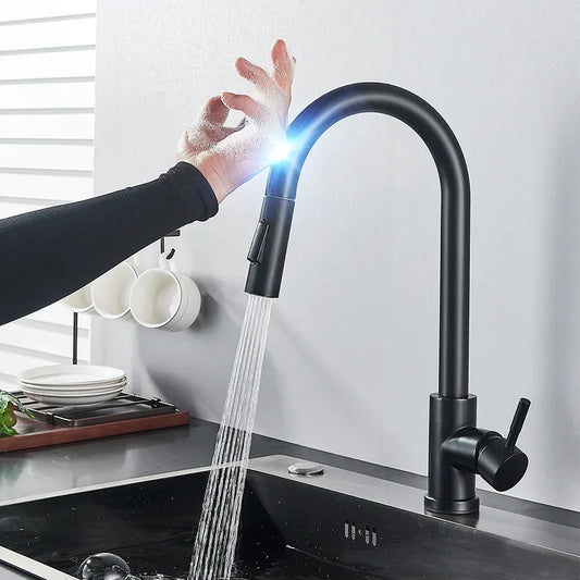 Automatic Sensor-Activated Kitchen Faucet for Easy Use – Black