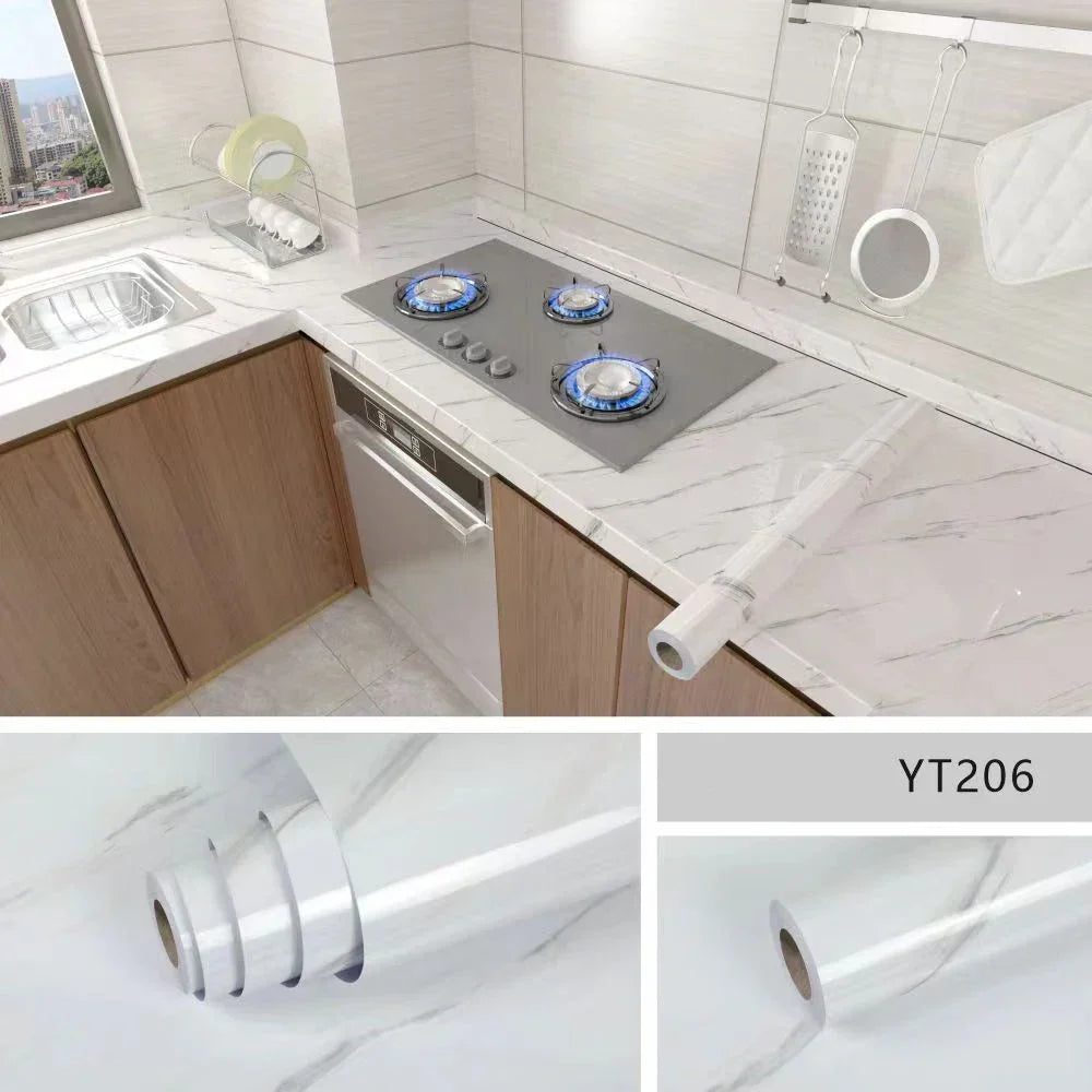 Self-Adhesive Waterproof Wallpaper - Marble Oil-Proof Film for Kitchen Renovation – 9