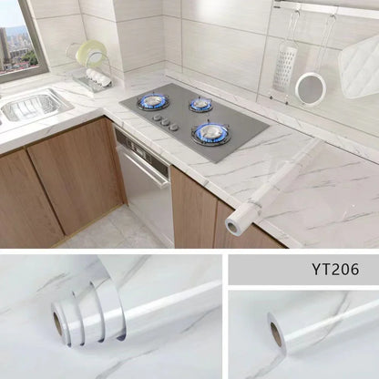 Self-Adhesive Waterproof Wallpaper - Marble Oil-Proof Film for Kitchen Renovation – 9
