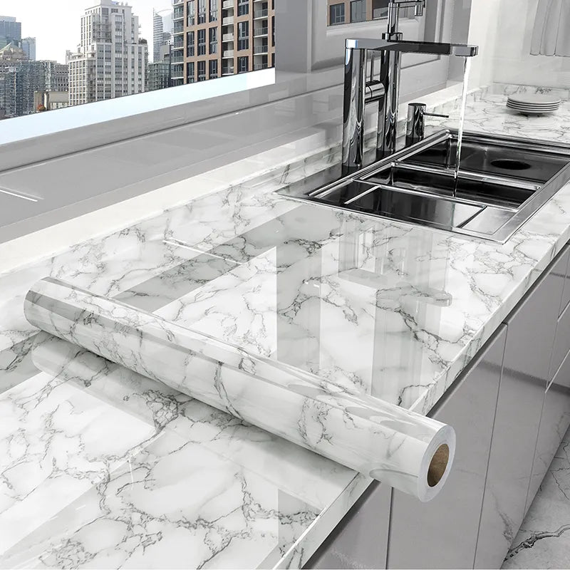 Self-Adhesive Waterproof Wallpaper - Marble Oil-Proof Film for Kitchen Renovation – 2