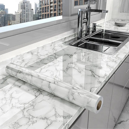 Self-Adhesive Waterproof Wallpaper - Marble Oil-Proof Film for Kitchen Renovation – 2