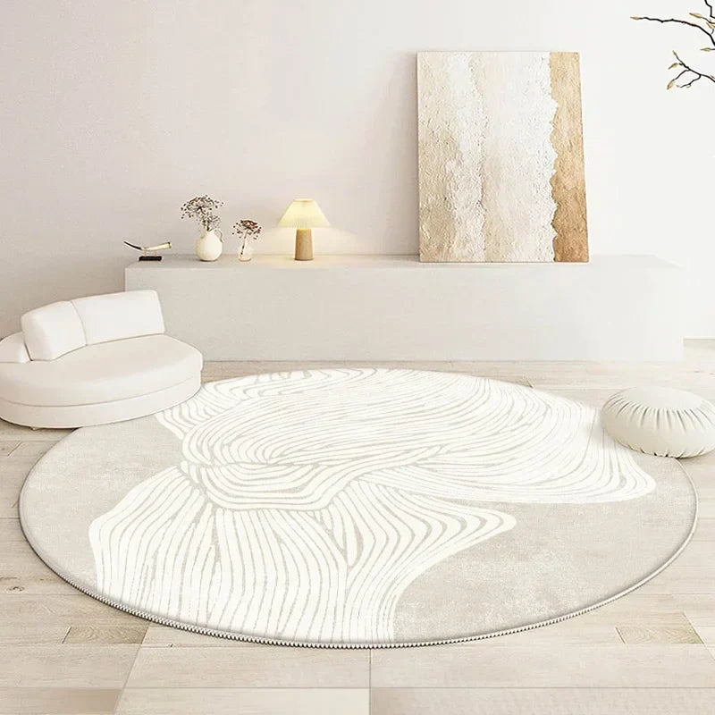 Round Washable Rug in Japanese Style for Living Room