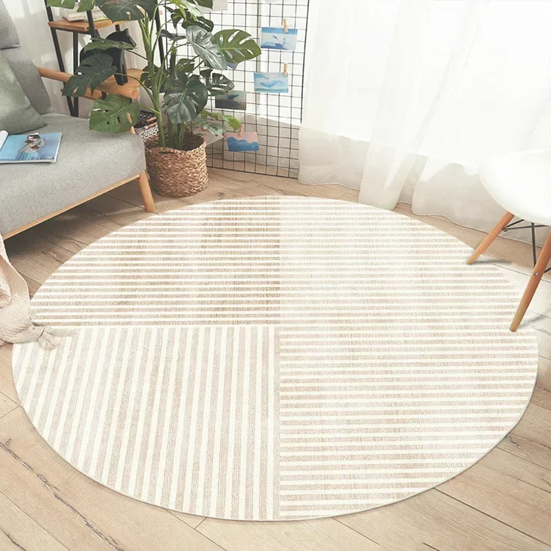Round Washable Rug in Japanese Style for Living Room