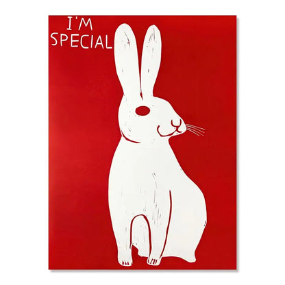 Abstract Canvas Print of Rabbit and Cat with Wine and Biscuit - Nordic Wall Art for Living Room Decor – 3