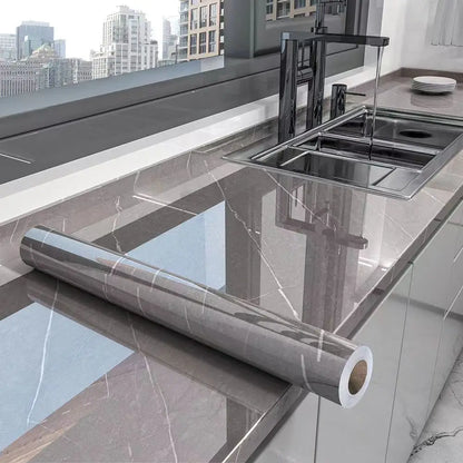 Self-Adhesive Waterproof Wallpaper - Marble Oil-Proof Film for Kitchen Renovation