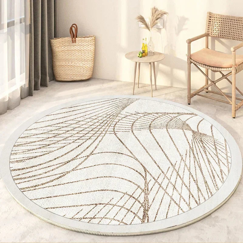 Round Washable Rug in Japanese Style for Living Room