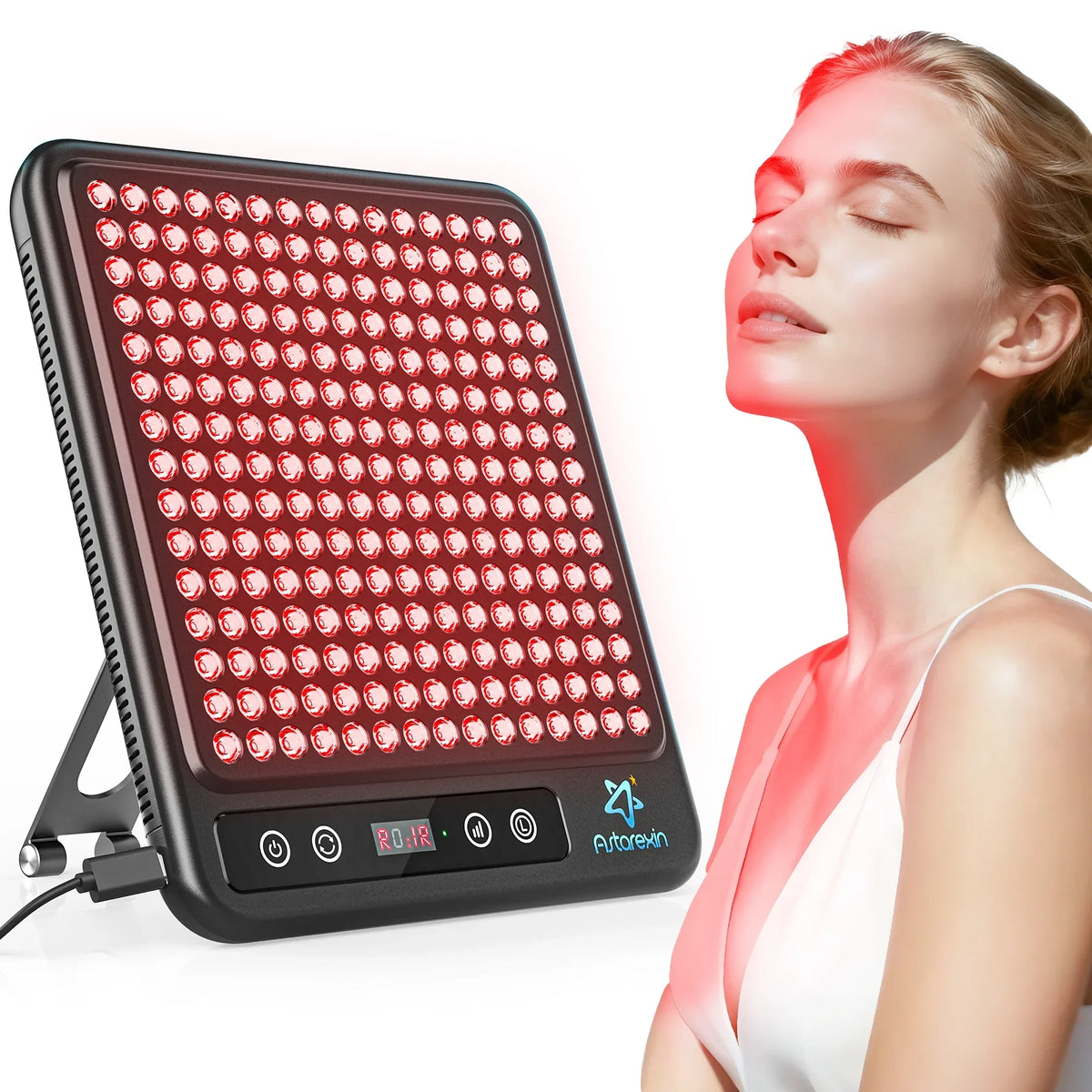 Near Infrared Light Therapy Lamp – 660nm & 850nm for Skin and Wellness – Black