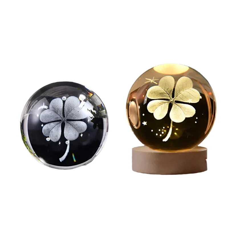 LED Starry Sky Projector with Wooden Base - 3D Crystal Night Light for Bedroom and Gifts
