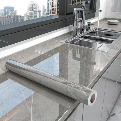 Self-Adhesive Waterproof Wallpaper - Marble Oil-Proof Film for Kitchen Renovation