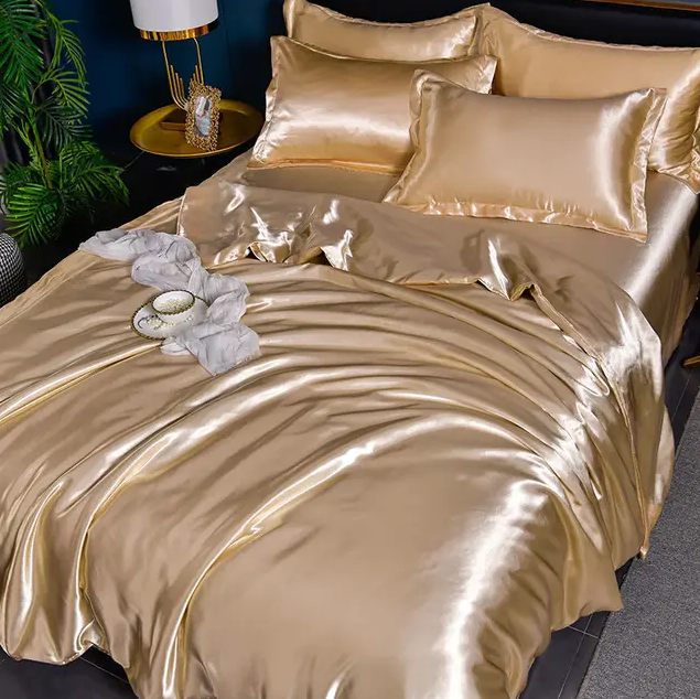 Luxury Solid Satin Bed Linens – Bright Gold