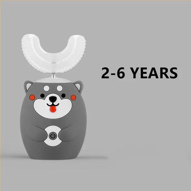 Interactive Electric U-Shaped Toothbrush for Kids – Bear Gray