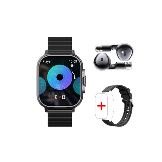 Smartwatch Featuring Integrated Bluetooth Headphones – Black Steel Bracelet 68