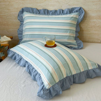 Charming Striped Lace Pillowcases in Various Shades – Sky Stripe
