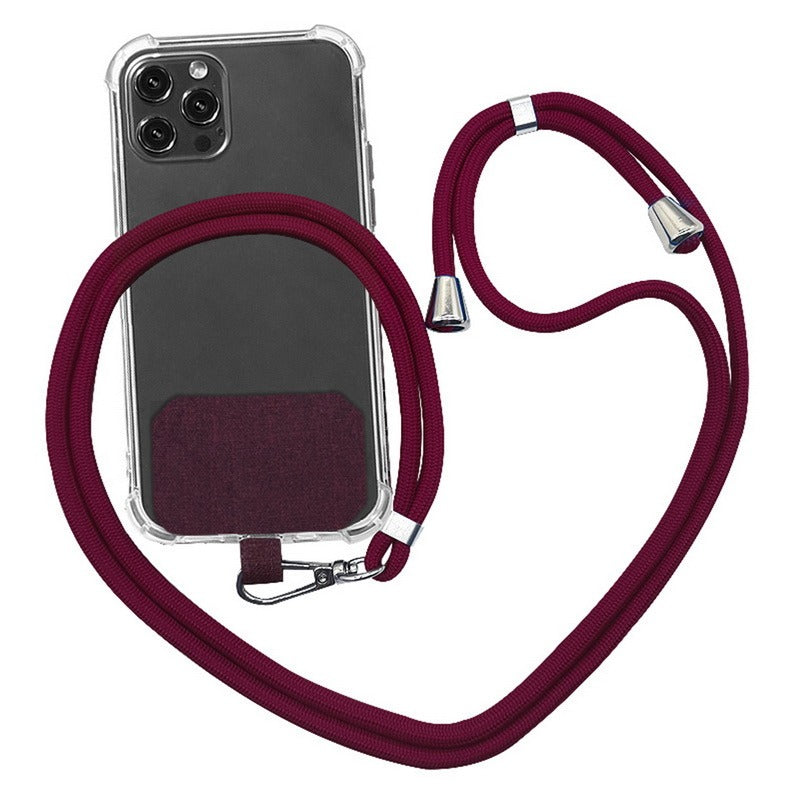 Crossbody Phone Case with Universal Patch Design – Wine Red