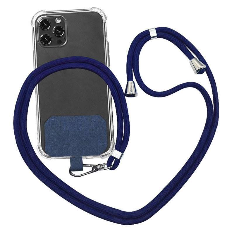 Crossbody Phone Case with Universal Patch Design – Dark Blue