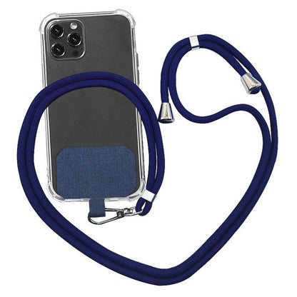 Crossbody Phone Case with Universal Patch Design – Dark Blue