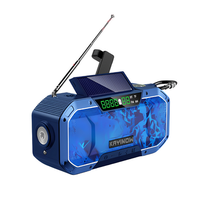 Emergency Radio with Solar and Hand Crank, Power Bank & LED Light – Blue