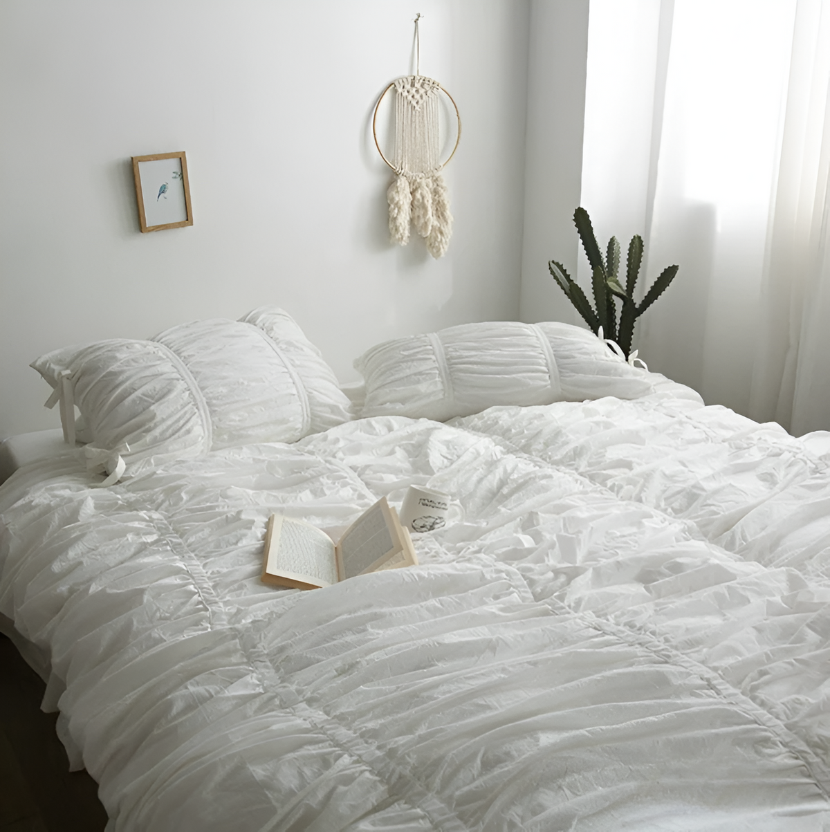 Beige Bedding Set – 100% Washed Cotton Bed Linen with Pillowcases and Sheets, Durable and Easy Care for Modern Bedrooms – Beige