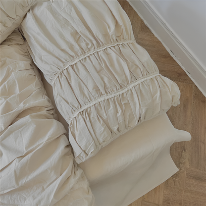 Beige Bedding Set – 100% Washed Cotton Bed Linen with Pillowcases and Sheets, Durable and Easy Care for Modern Bedrooms – Beige