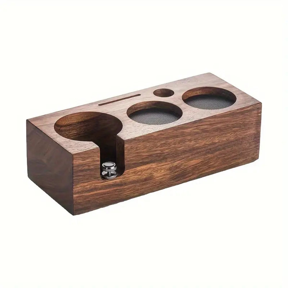 Wooden Coffee Tamper Station in Rectangular Design – Walnut