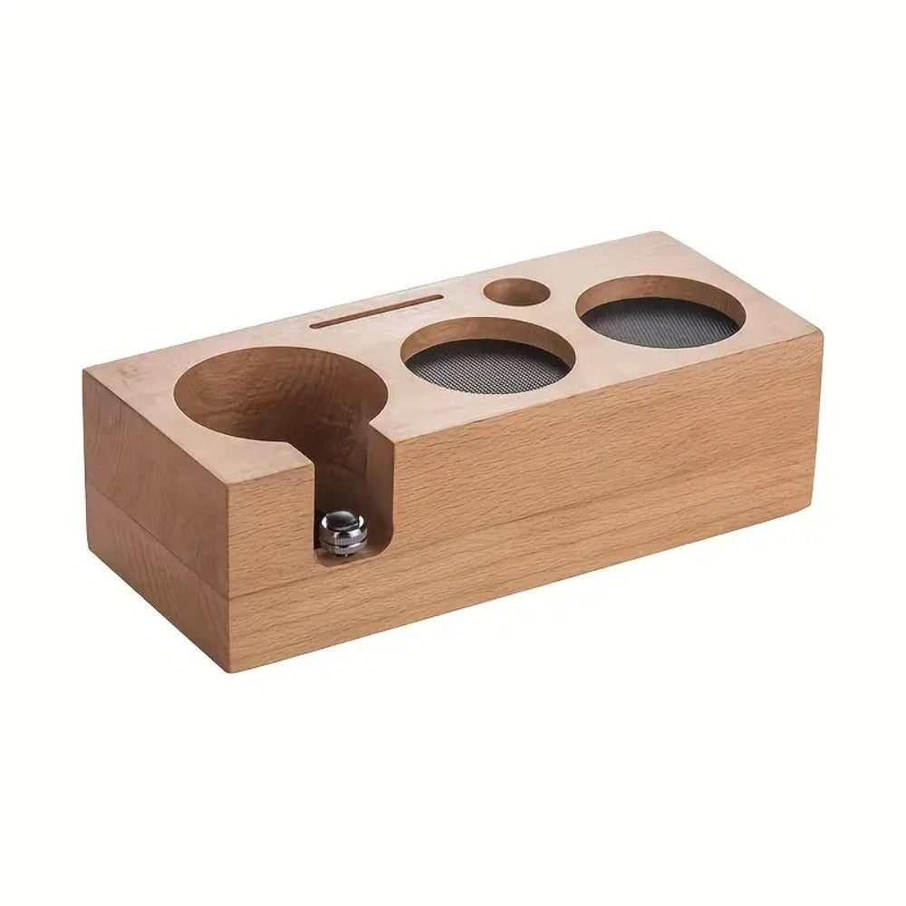 Wooden Coffee Tamper Station in Rectangular Design – Beech