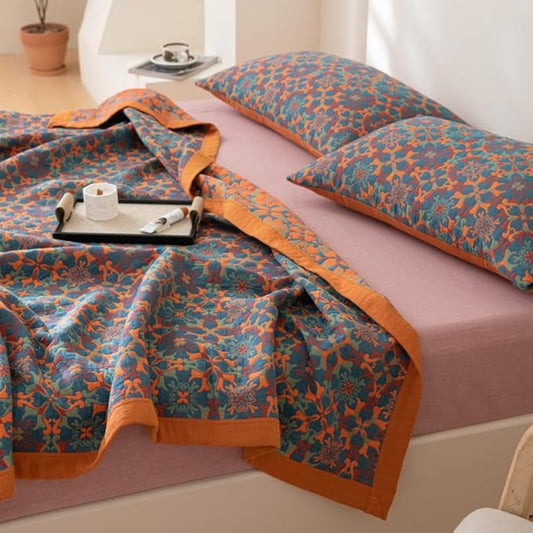 Organic Six-Layer Blanket with Colorful Geometric Citrus Design