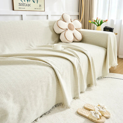 Reversible Large Sofa Throw Blanket – Light Yellow