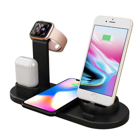 Smart 4-Device Wireless Charging Hub – Black