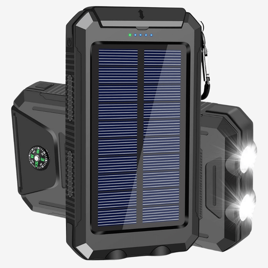 10,000 mAh Waterproof Shockproof Solar Battery – Rechargeable – Black