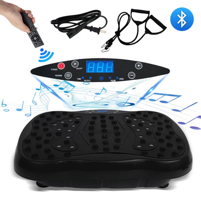 Dual Motor Full Body Vibration Exercise Machine with 120 Speeds and Bands – Black
