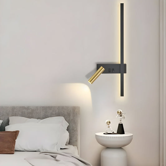 Minimalist Wall Lamp with Dual Switch for Living Room and Bedroom – Black