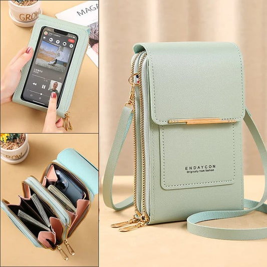 Smart Crossbody Wallet with Touchscreen Pocket and Security Features – Green