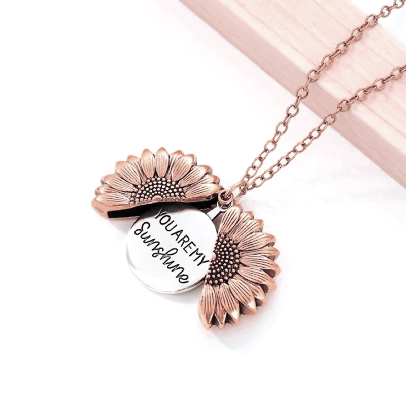 Creative Sunflower Necklace – You Are My Sunshine Design – Gold Plated