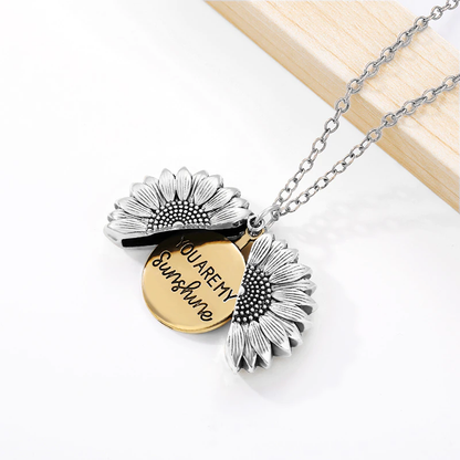 Creative Sunflower Necklace – You Are My Sunshine Design – Silver Plated
