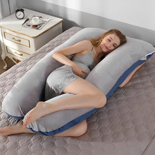Comfortable Maternity Pillow, Waterproof Design – Gray/Blue