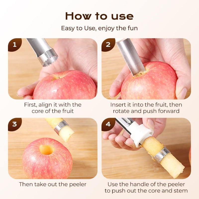 Dual-Function Fruit Peeler and Corer Gadget