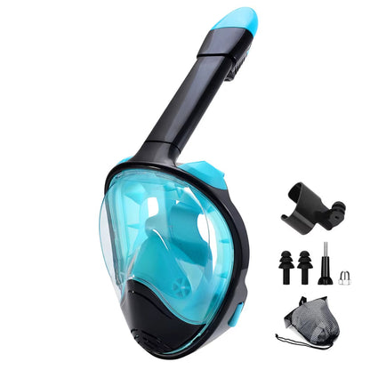 Full Face Snorkeling Mask with Anti-Fog Feature and Camera Attachment – Green Black