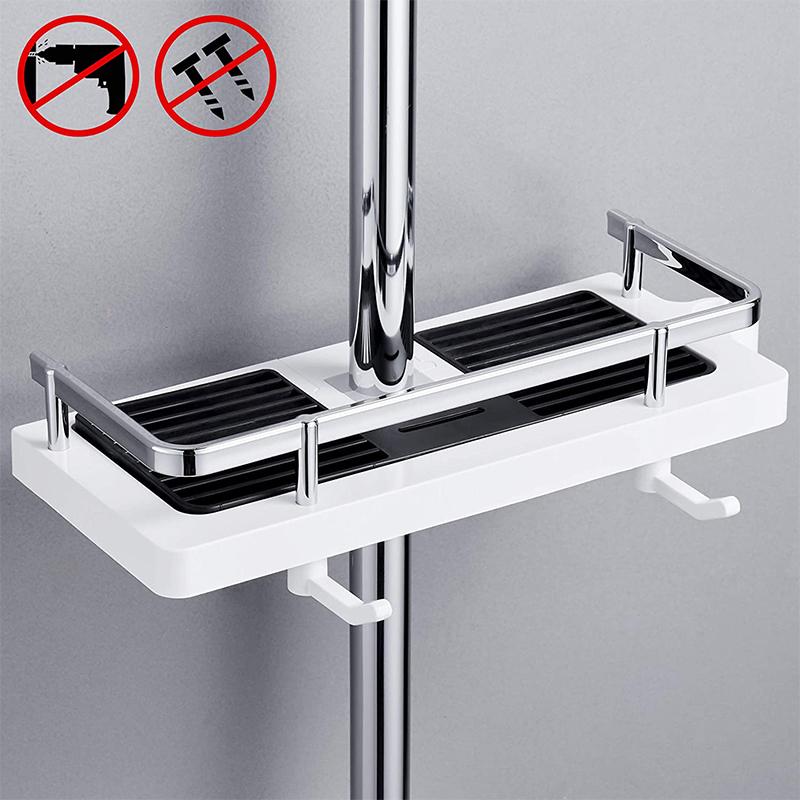 Adjustable Shower Shelf Without Drilling – Rustproof Organizer for Shampoo & Accessories