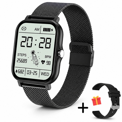 1.83" Smart Touchscreen Watch with Health Monitoring & Call Features – Black incl. FREE extra watch strap