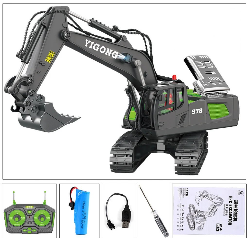 1/14 Scale Full Metal Hydraulic Excavator G308H Ready to Run – Black