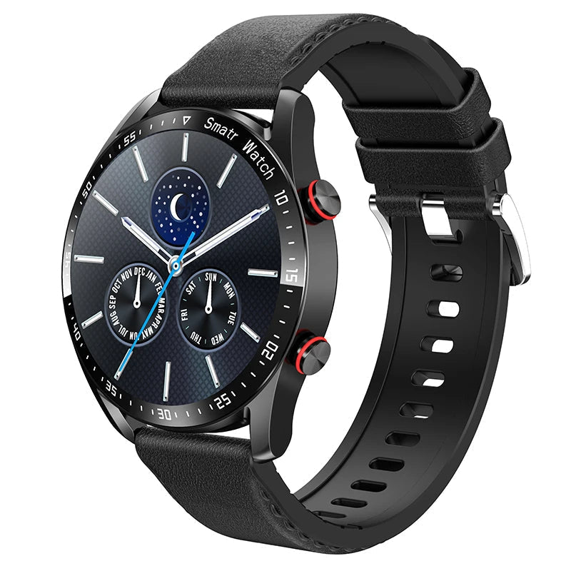 All-in-One Health Tracking Smartwatch – Black Leather