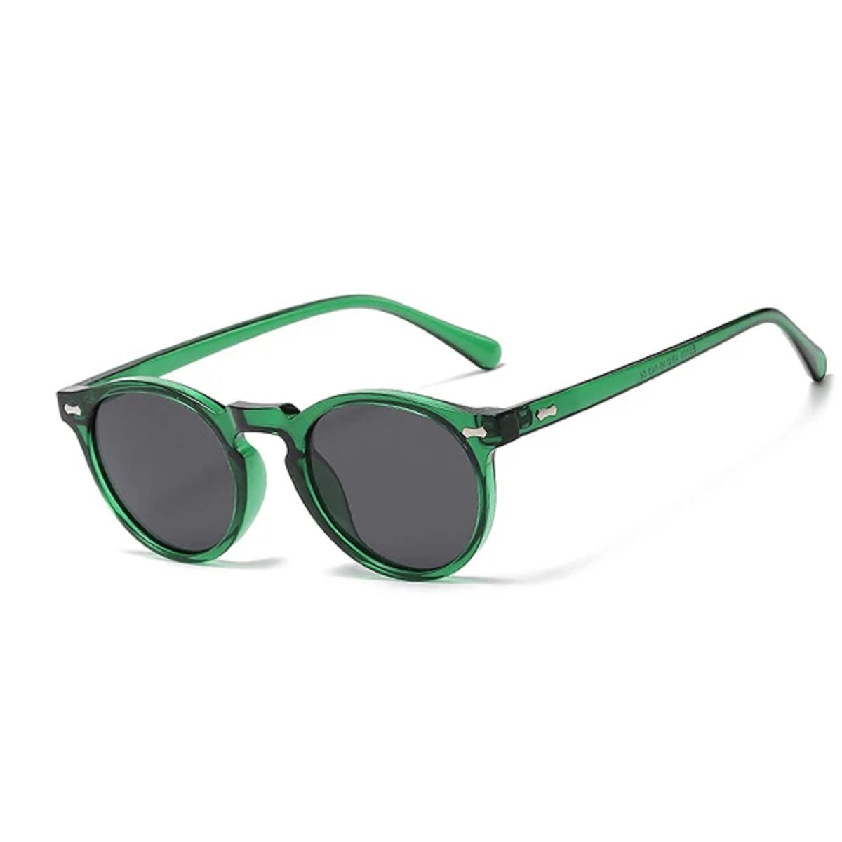 Round Sunglasses with Polarized Lenses for Men and Women - Vintage Style – Green Black