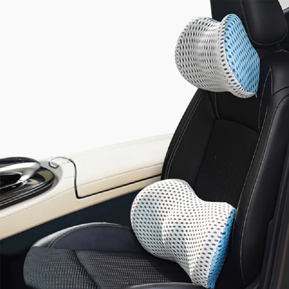Neck and Lumbar Support Pillow for Cars – Mesh Design – Blue