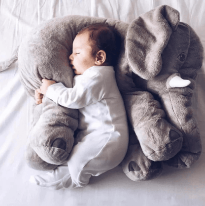 SnuggleSafe Elephant Plush Pillow – Gray