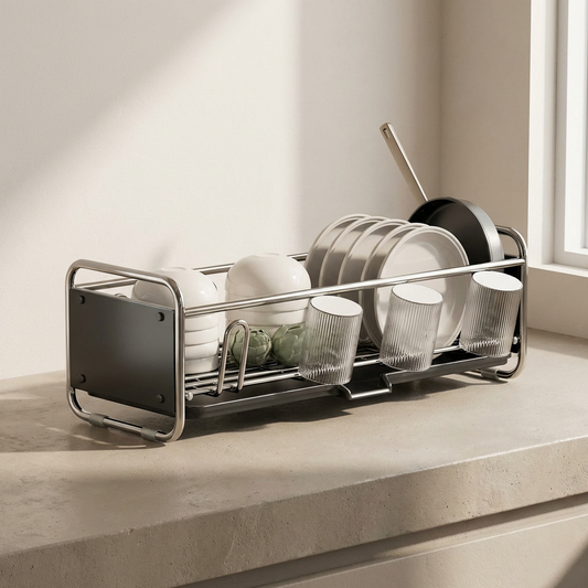 Space-Saving Dish Drying Rack – Streamlined Kitchen Solution – Gray Standard