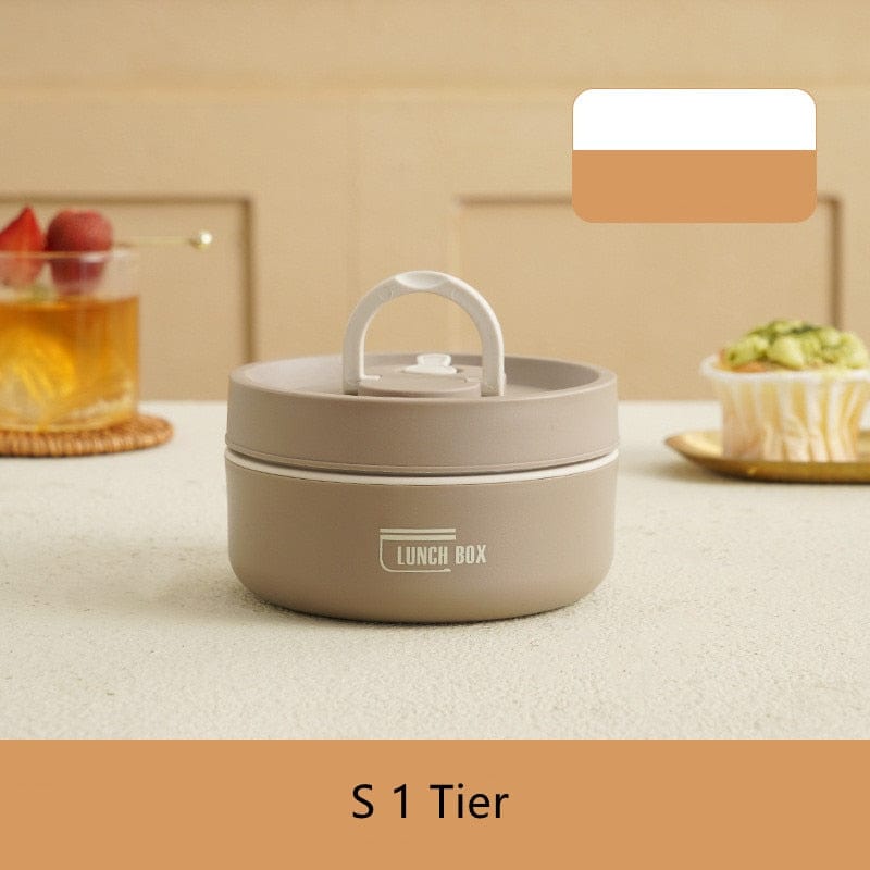 Thermal Lunch Box Containers Crafted from Stainless Steel – Brown S 1 Floor