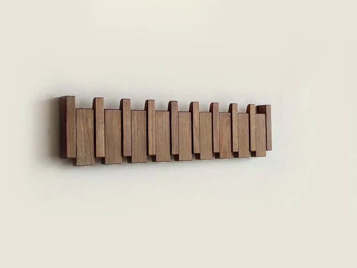 HarmonyCoat Decorative Wooden Piano Coat Rack with Hooks for Hallway and Living Room