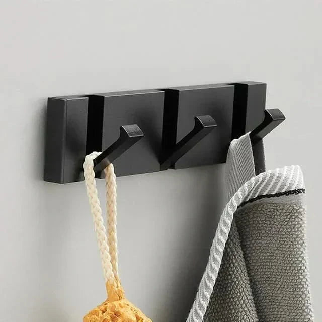 Stylish Stainless Steel Wall Hook – Foldable, Space-Saving Hanger for Bathroom and Living Areas – Black