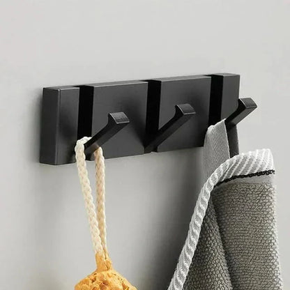 Stylish Stainless Steel Wall Hook – Foldable, Space-Saving Hanger for Bathroom and Living Areas – Black